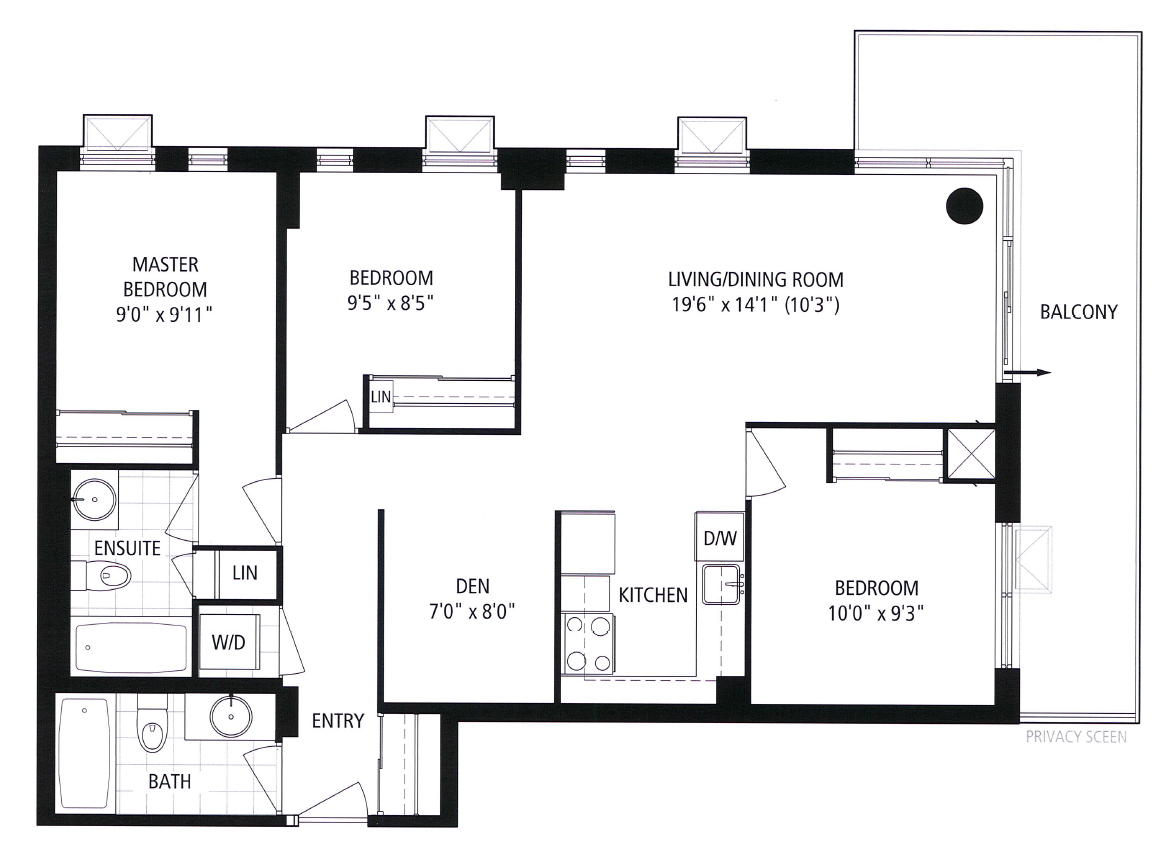 1110 - 260 Sackville St - Floorplan - One Park West Condos - Regent Park Toronto