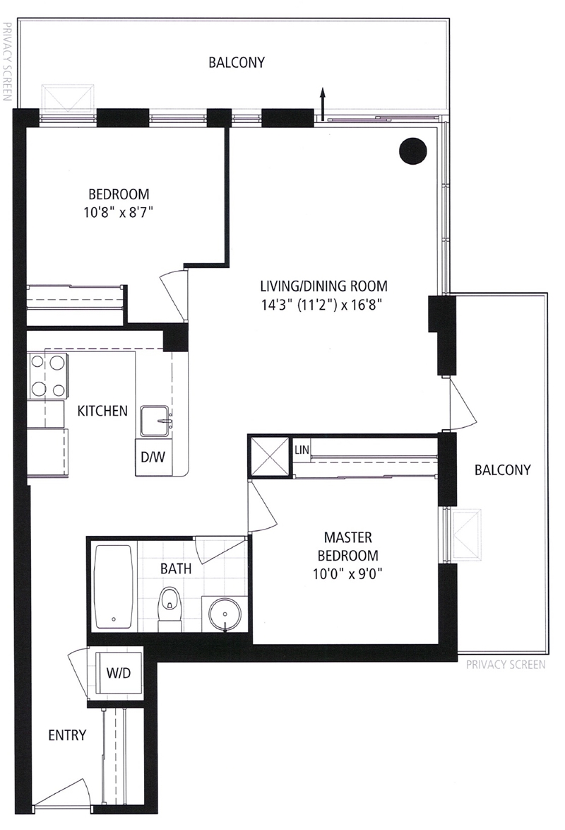 1103 - 260 Sackville St - One Park West Condos - Regent Park Toronto - Floorplan