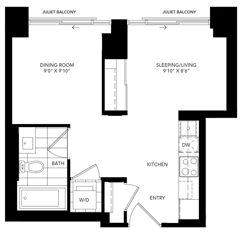 New Studio Rental in Regent Park - Floorplan