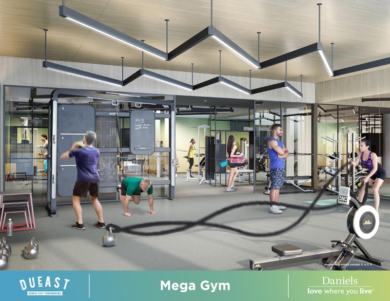 DuEast Condos in Regent Park by Daniels - Condo Amenities - Mega Gym - RegentParkLife.com