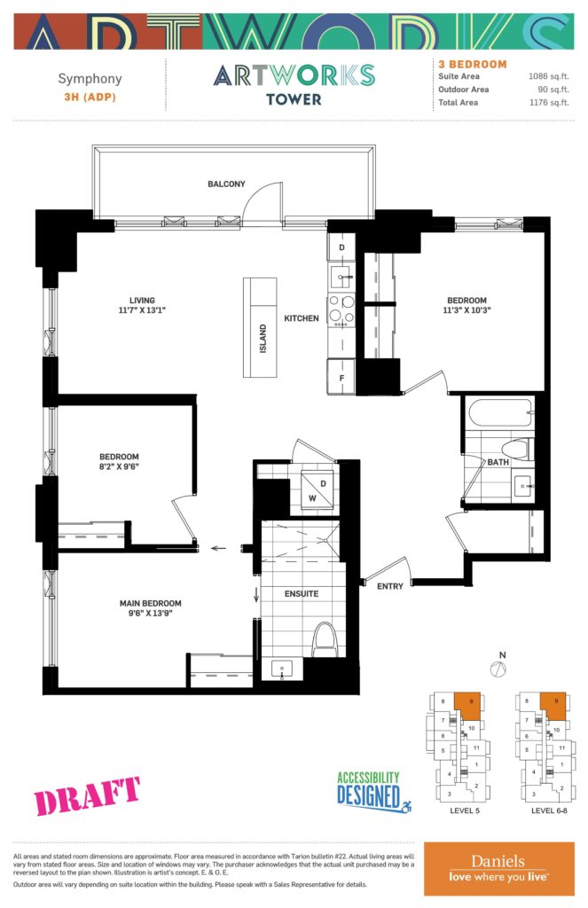 Artworks Tower Condos by Daniels in Regent Park - Accessible 3 Bedroom Floorplan - Regent Park Life Team