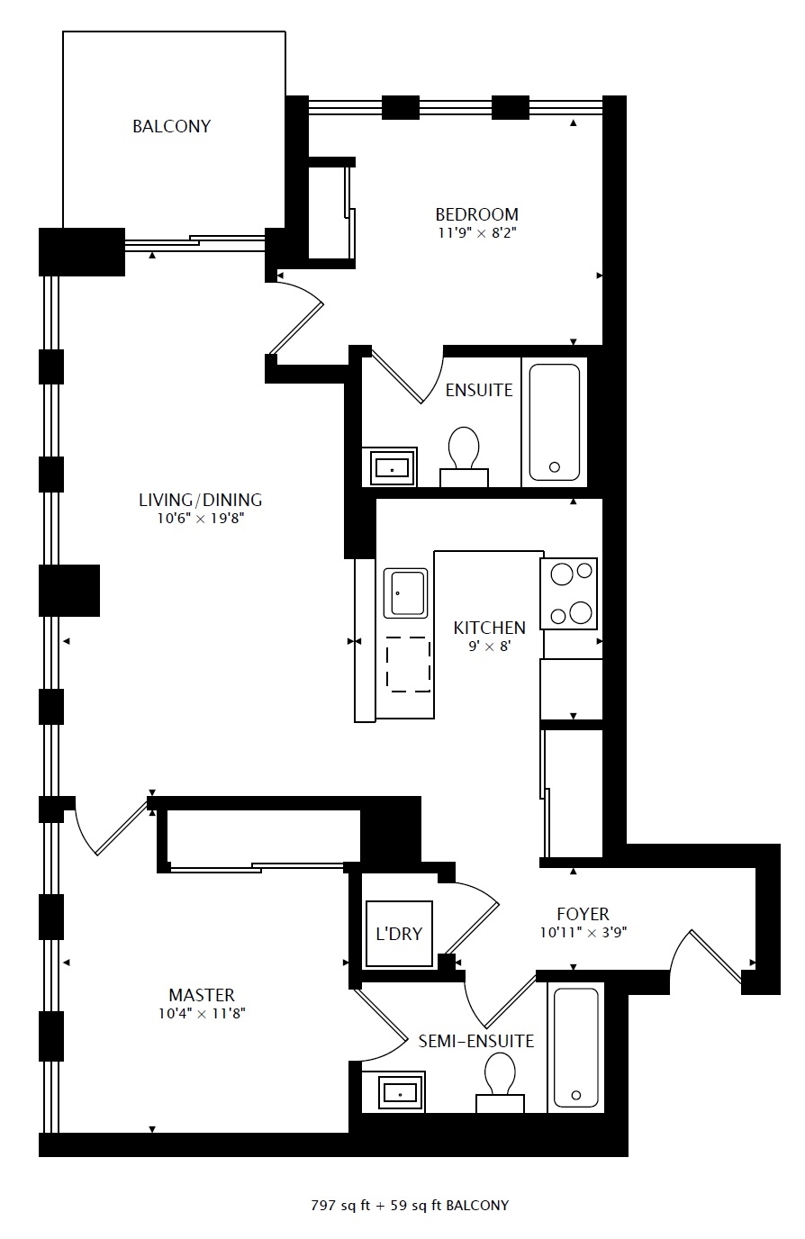 2502 55 Regent Park Blvd 2 Bedroom Corner Suite