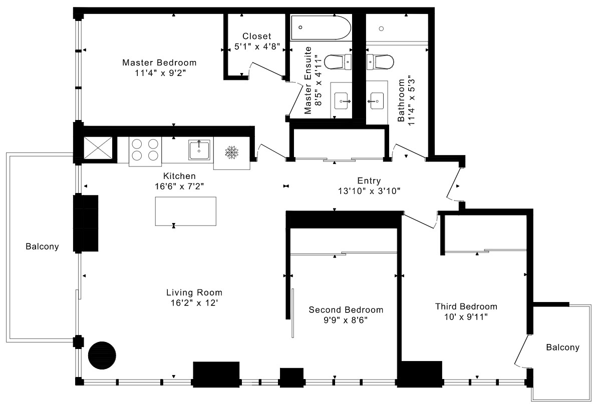 1708 126 Simcoe St 3 Bedroom Corner Suite Regent