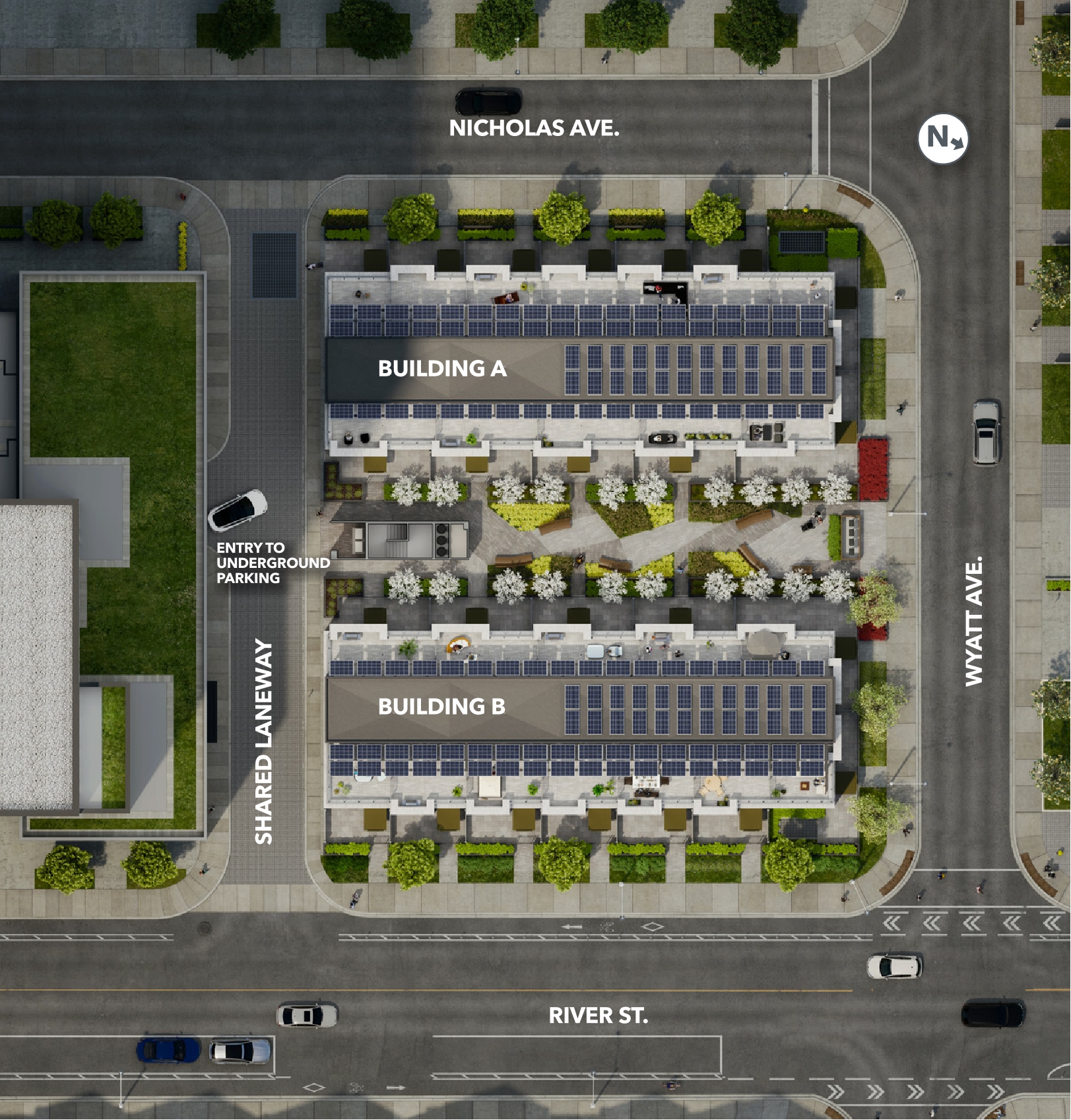 Field House EcoUrban Towns (Condo Townhomes) - Regent Park Downtown Toronto - Site Plan - Labels