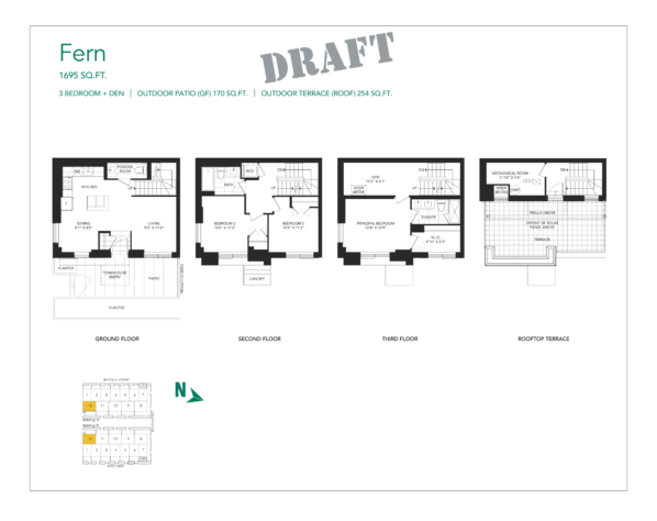 Field House EcoUrban Towns - Sneak Peek Package - Regent Park Life Team - Floorplan - 3 Bedroom + Den - Fern - 1695sqft